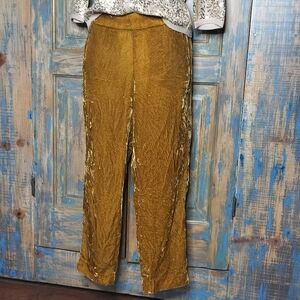 J. Crew Easy Mustard Yellow Gold Velvet Pull On Pants Pockets 2